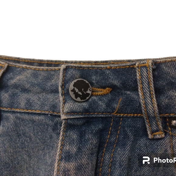 alexander wang medium wash faded distressed raw hem shorty shorts womens 27 - Picture 3 of 5